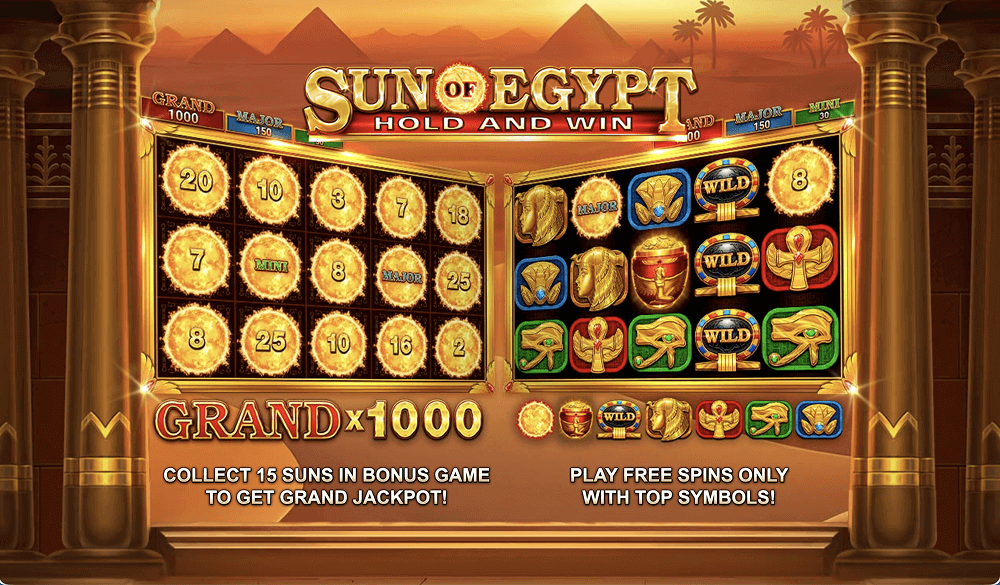 Основная информация о слоте Sun of Egypt: Hold and Win
